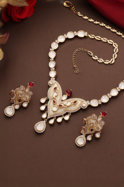 Kundan & Ruby Embellished Necklace Set 
