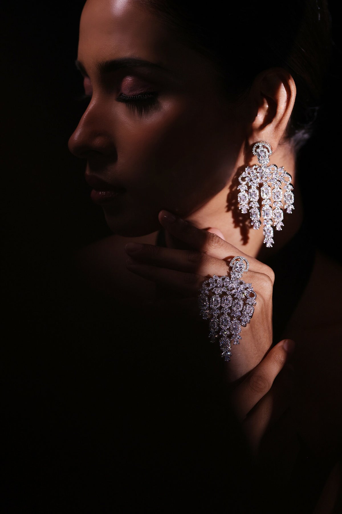 Starlit Stones Embellished Dangler Earrings 