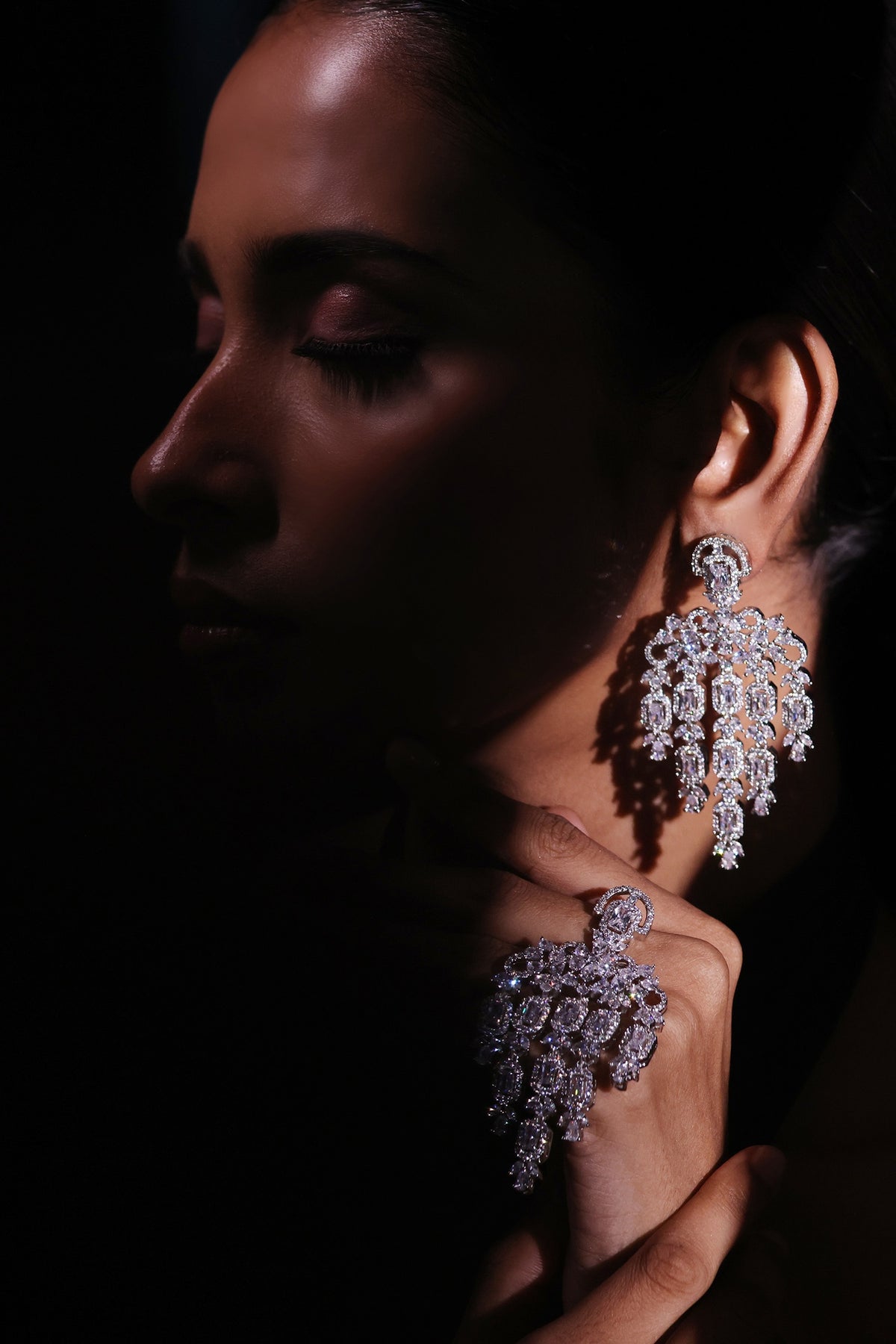 Starlit Stones Embellished Dangler Earrings 