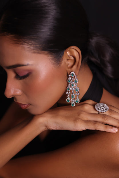 Crystal Current Dangling Earrings 