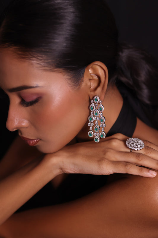 Crystal Current Dangling Earrings 