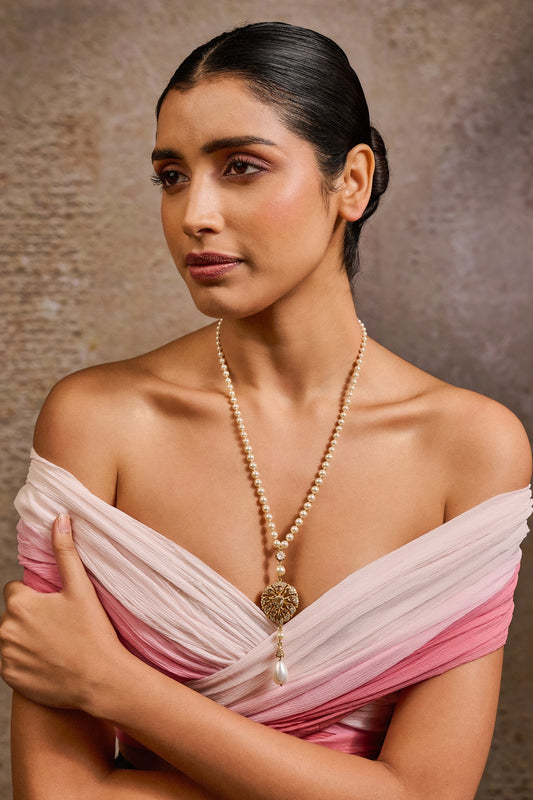 Pearl Chain Lariat Necklace 