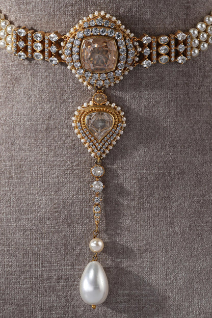 Pearl Pendant Drop Embellished Choker 