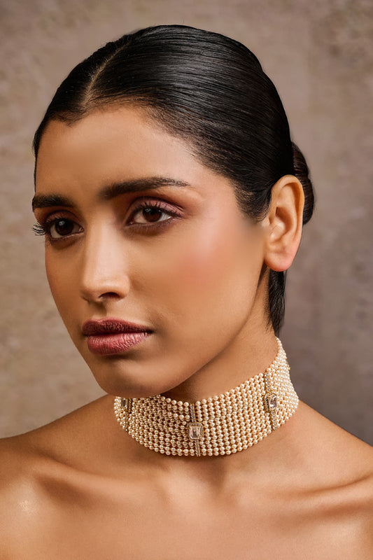 Pearl Bar Embellished Choker 