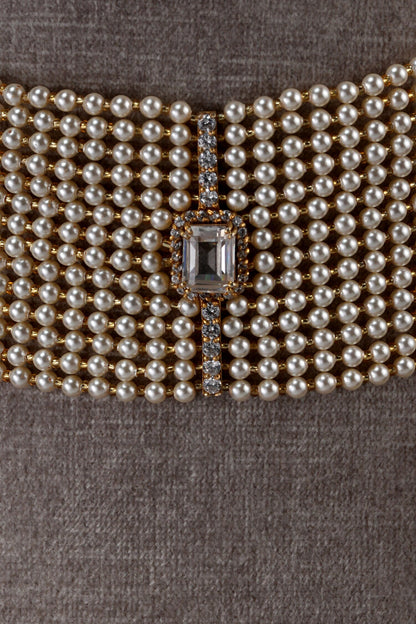 Pearl Bar Embellished Choker 