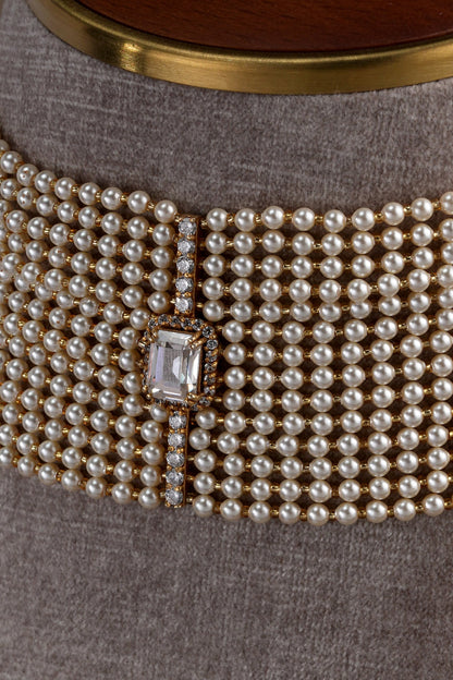Pearl Bar Embellished Choker 