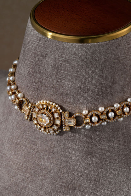 Zircon Embellished Sleek Choker 