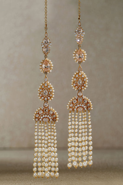 Pearl Tassel Embellished Kanauti Earrings 