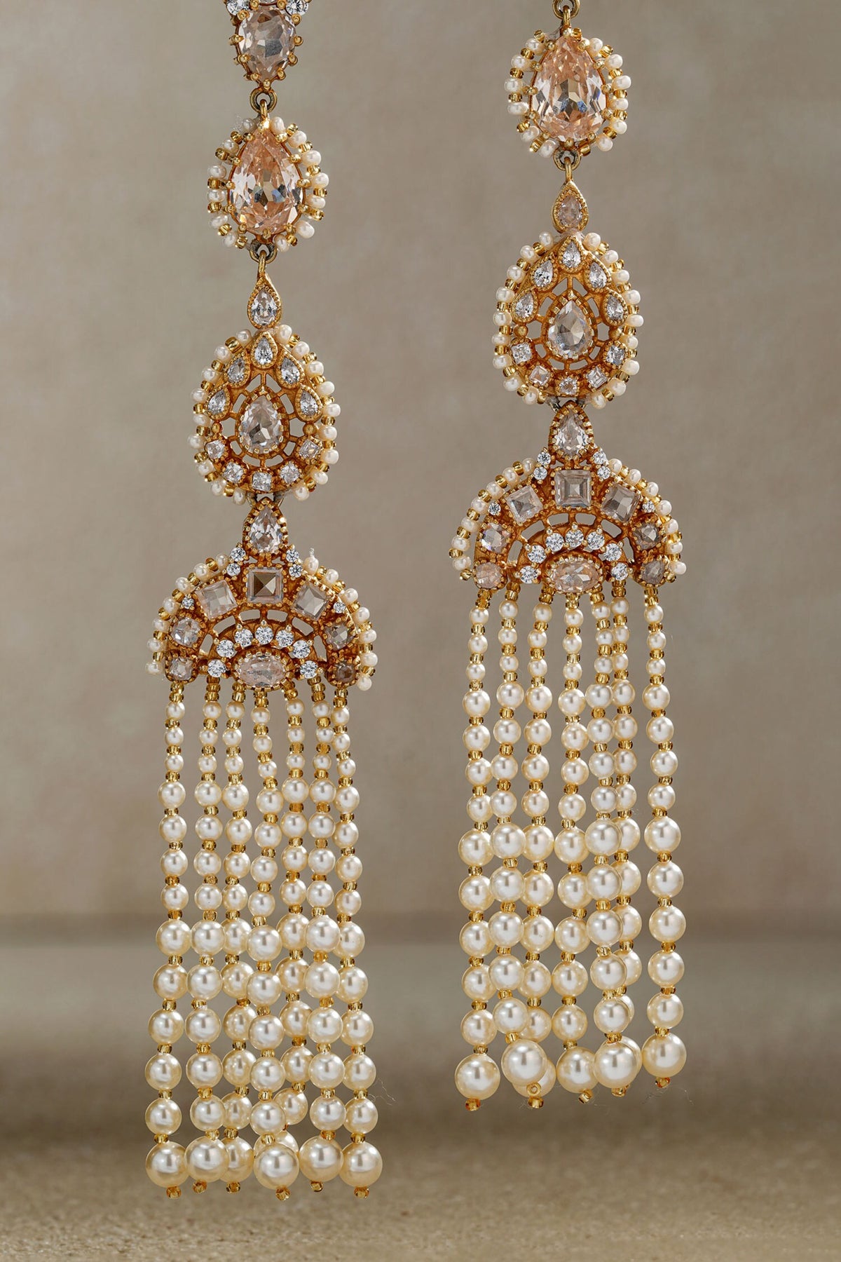 Pearl Tassel Embellished Kanauti Earrings 