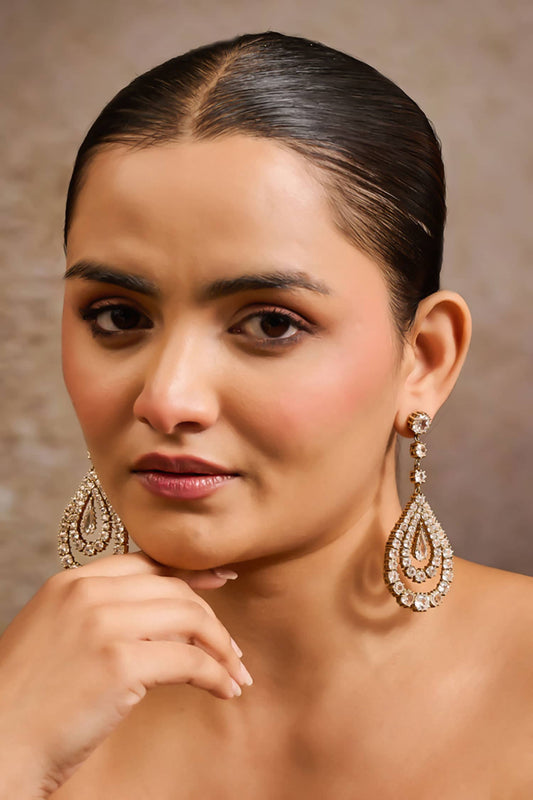 Pear Shaped Embellished Dangler Earrings 