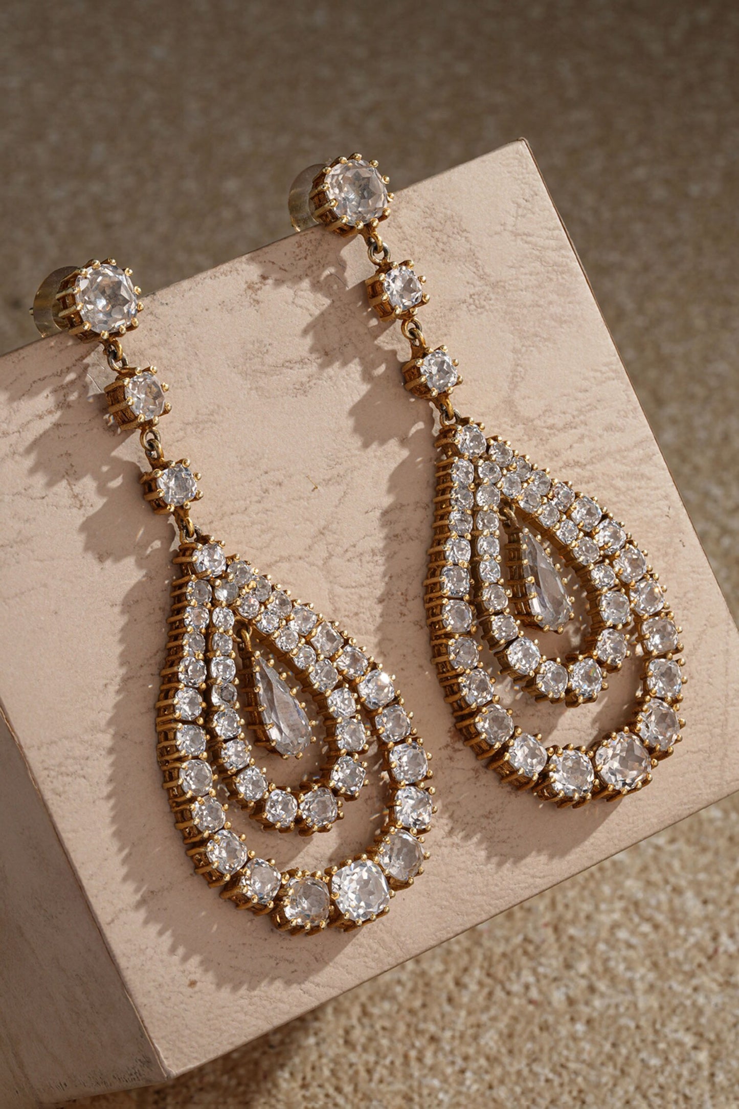 Pear Shaped Embellished Dangler Earrings 