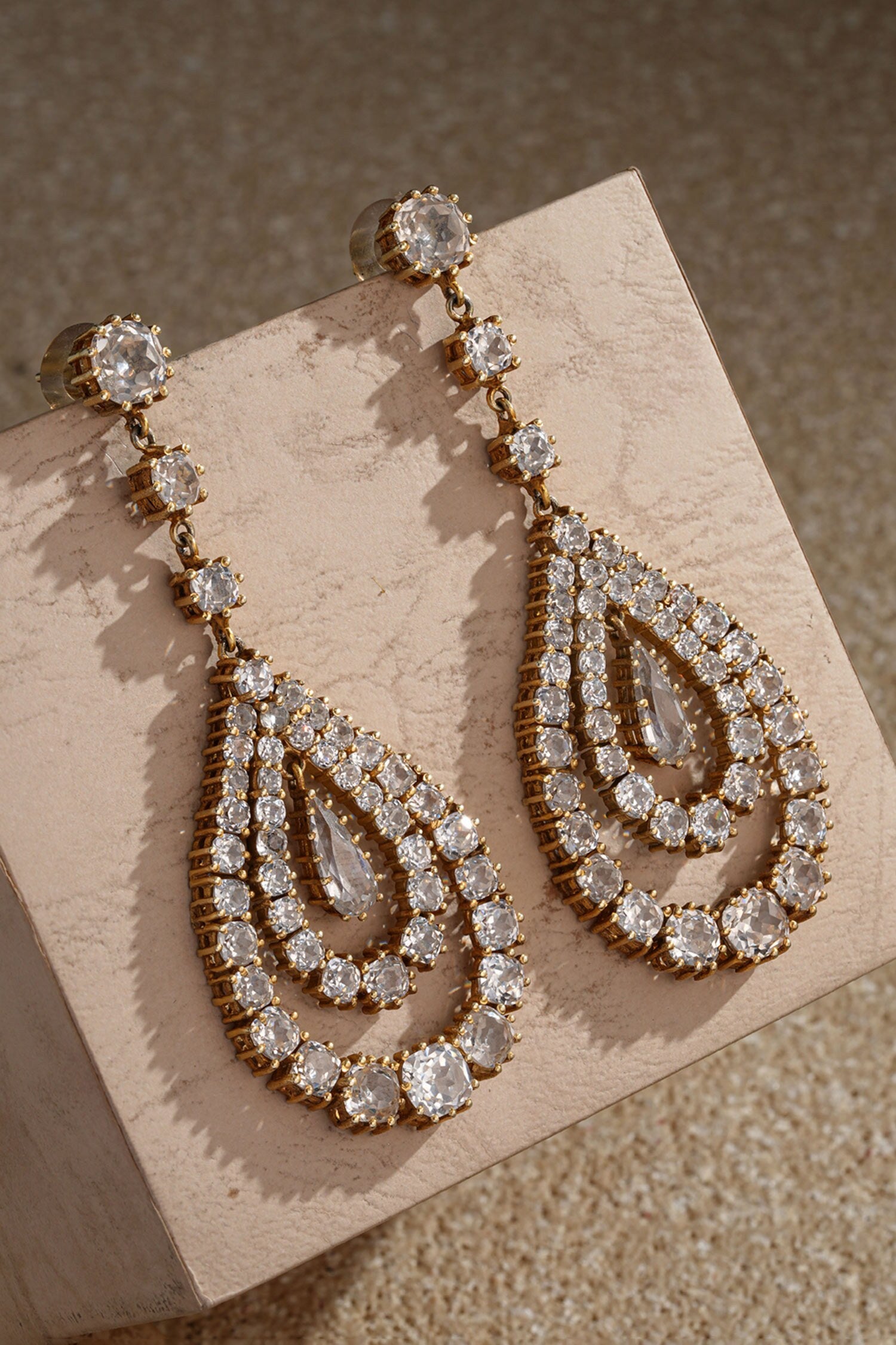 Pear Shaped Embellished Dangler Earrings 