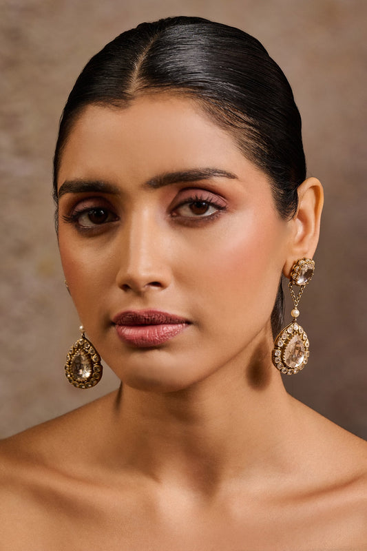Pear Motif Drop Embellished Earrings 