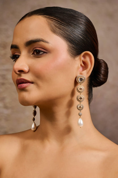 Zircon Embellished Long Earrings 