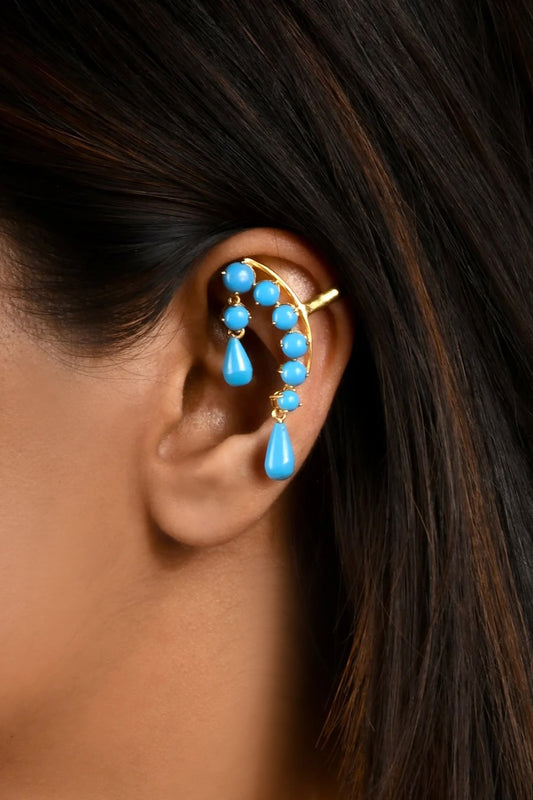 Waves of Blue Ear Cuff - Single Pc 