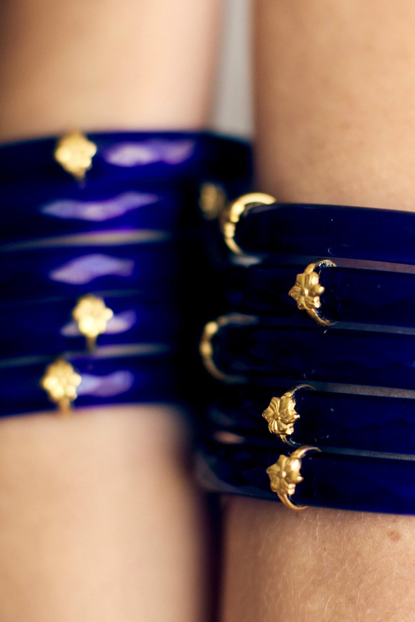 Blue Current Glass Bangle - Single Pc 
