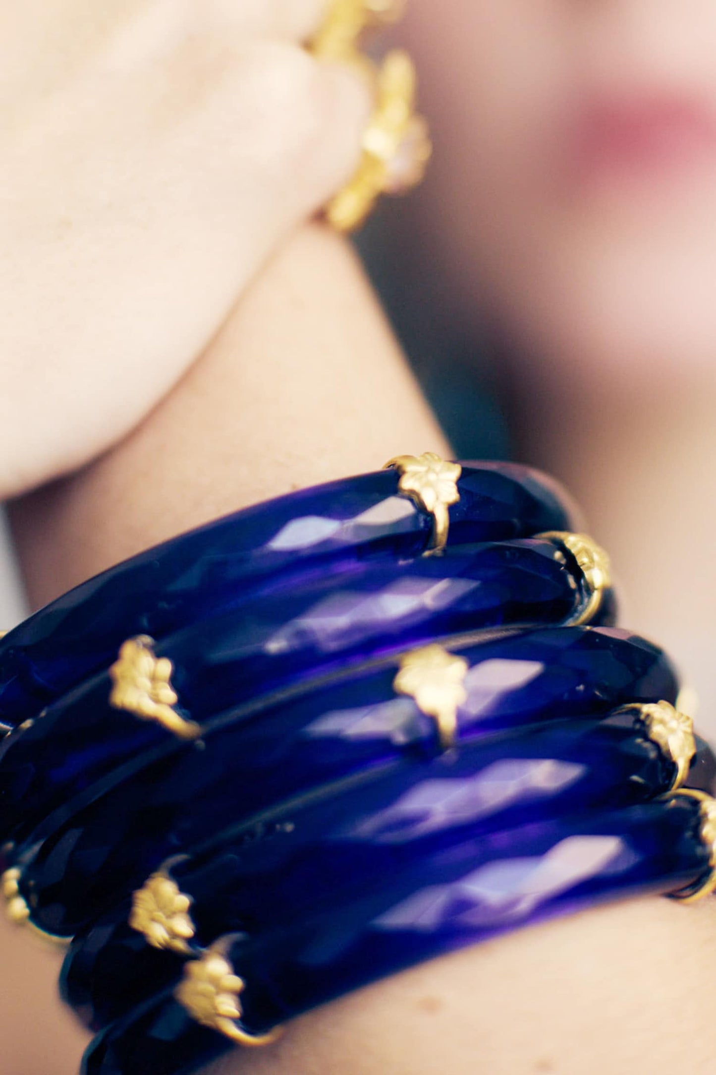 Blue Current Glass Bangle - Single Pc 