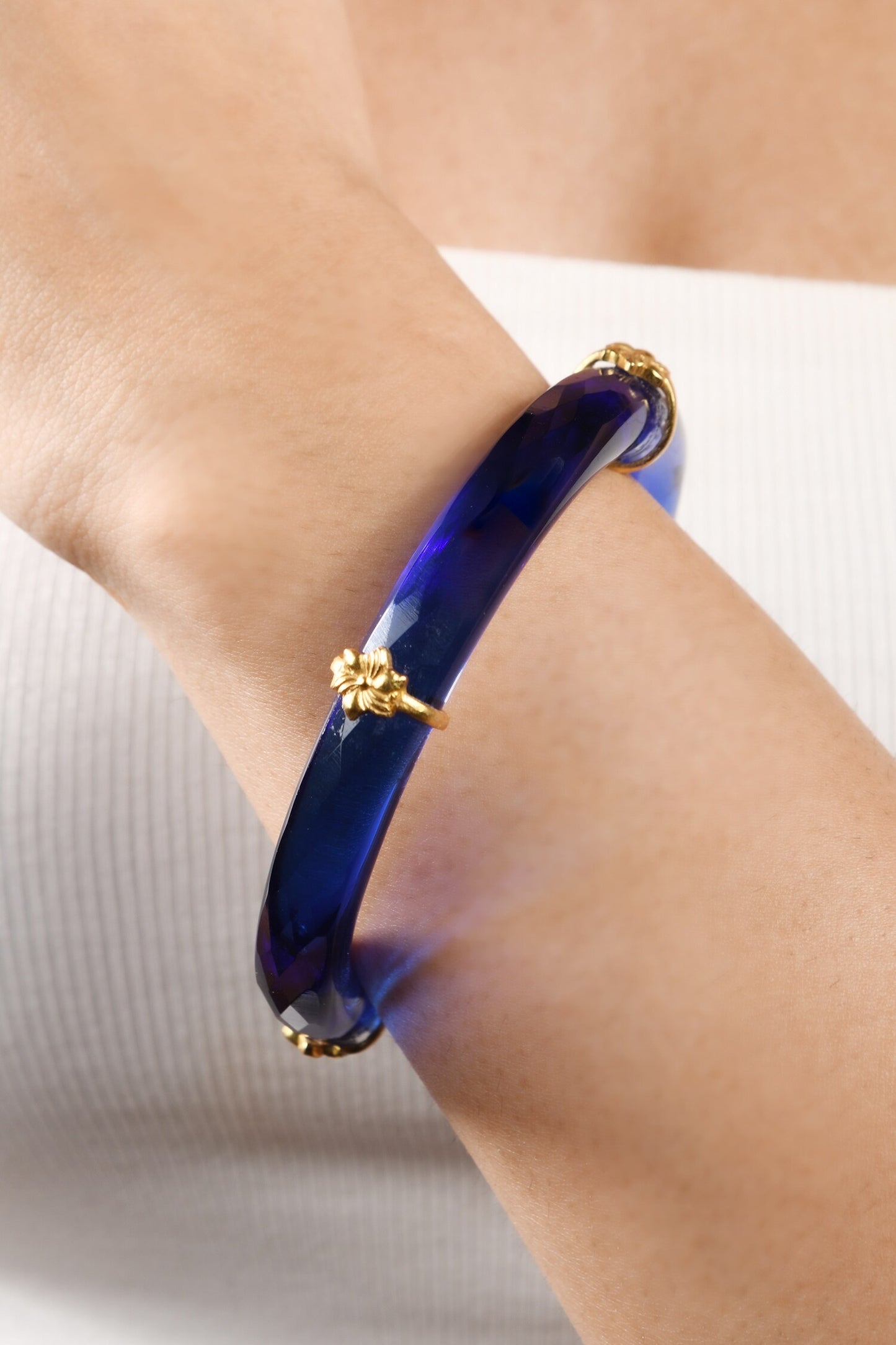 Blue Current Glass Bangle - Single Pc 