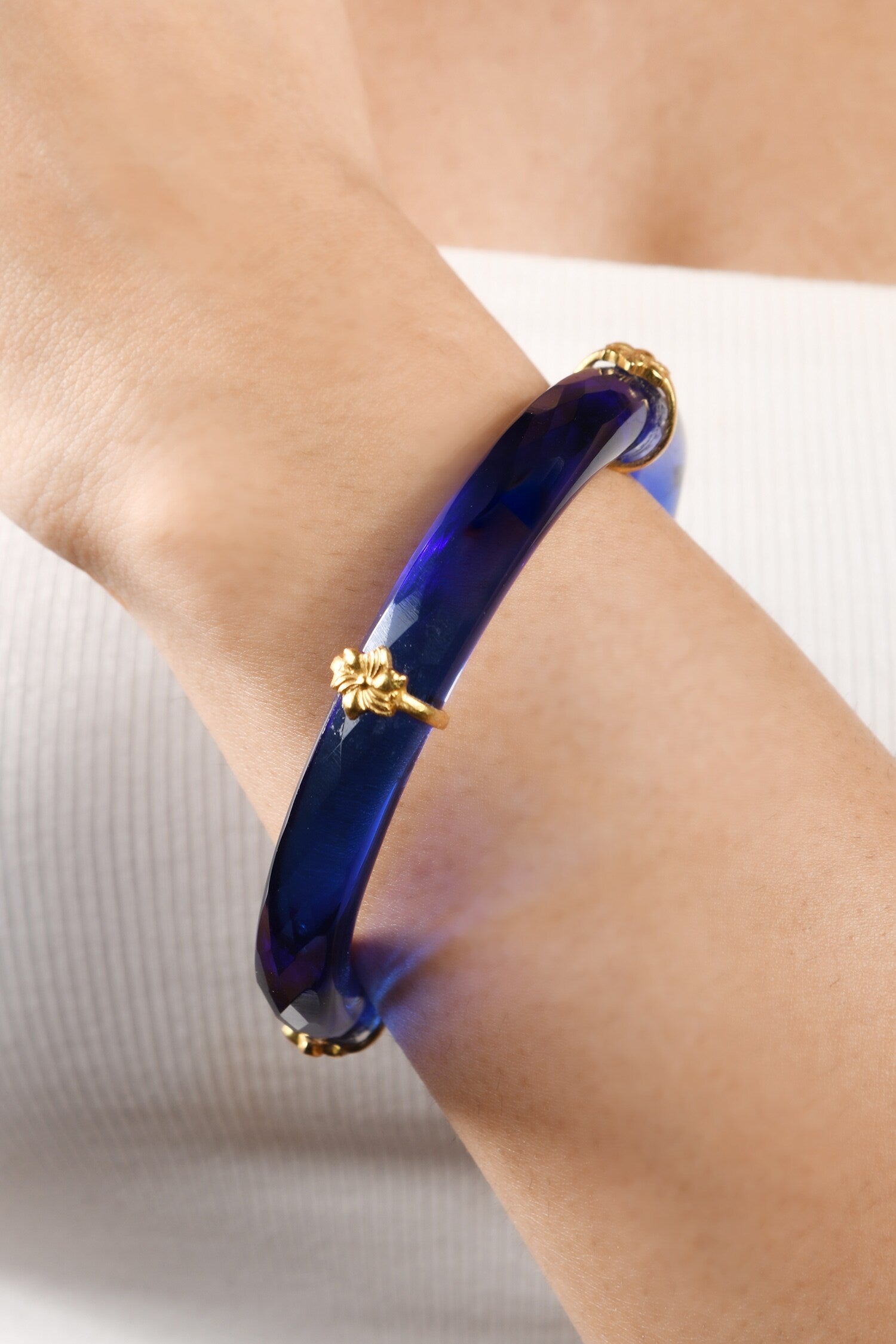 Blue Current Glass Bangle - Single Pc 