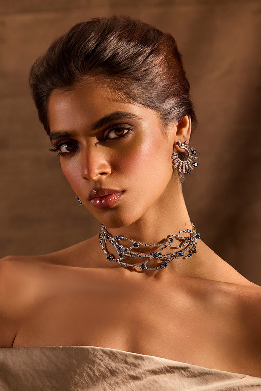 Tree Of Blue Embellished Choker 