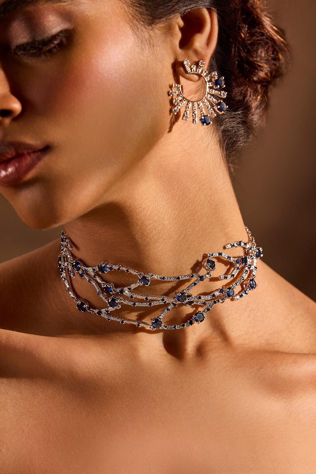 Tree Of Blue Embellished Choker 