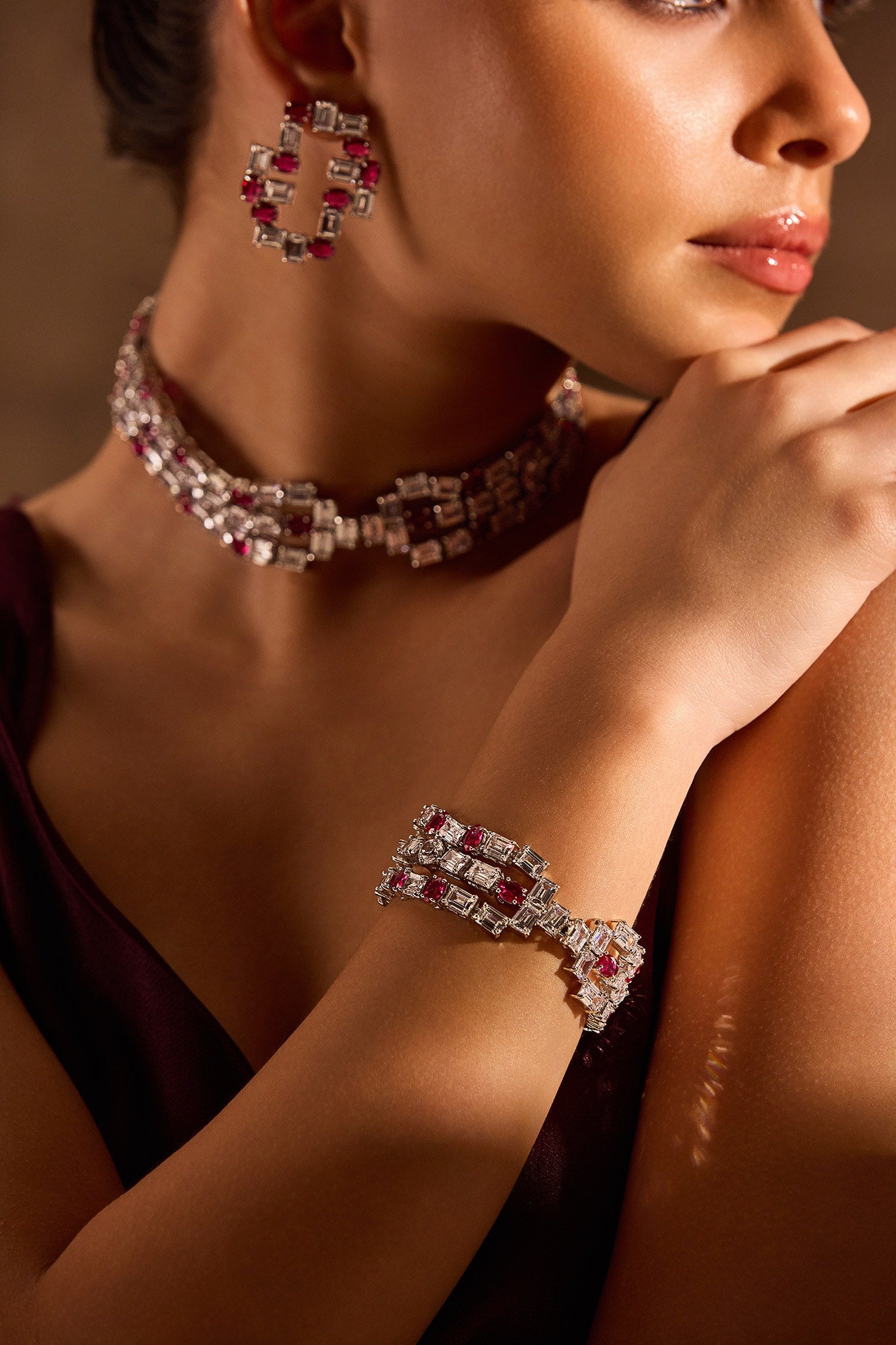 Waterfall Ruby Embellished Bracelet 