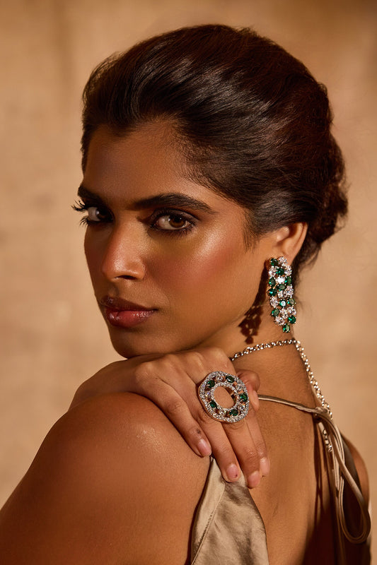 Garden Of Green Embellished Earrings 