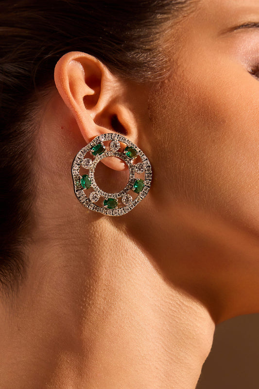 Garden Of Green Embellished Stud Earrings 