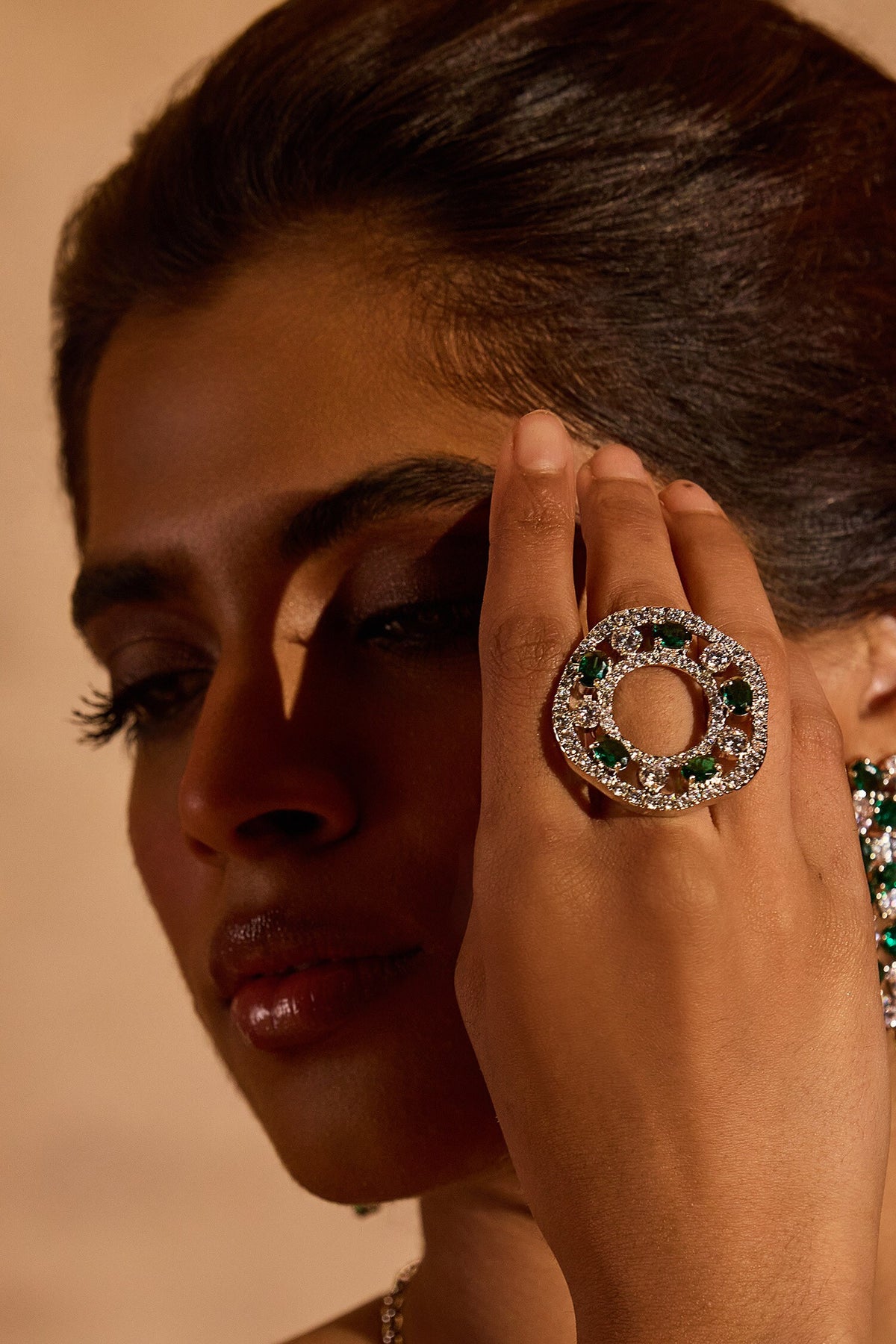 Garden Of Green Embellished Ring 