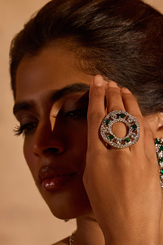 Garden Of Green Embellished Ring 