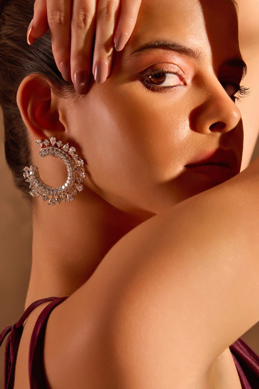 Royal Crescent Embellished Earrings 