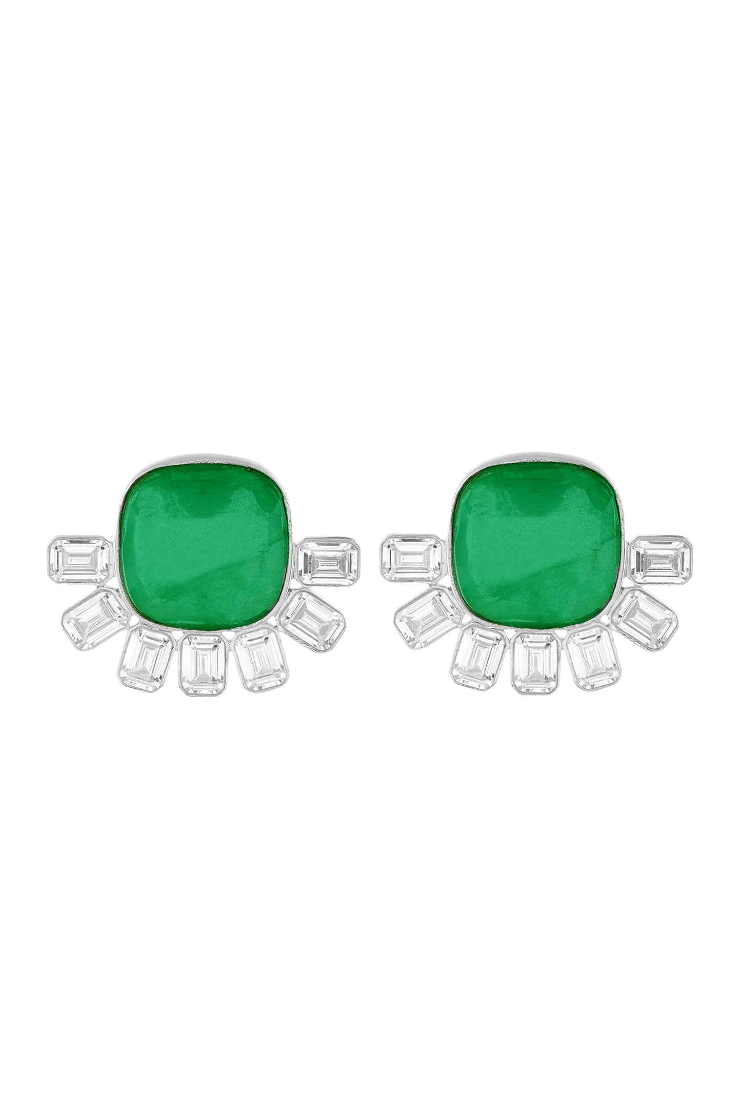 Double Emerald Stud Earrings 