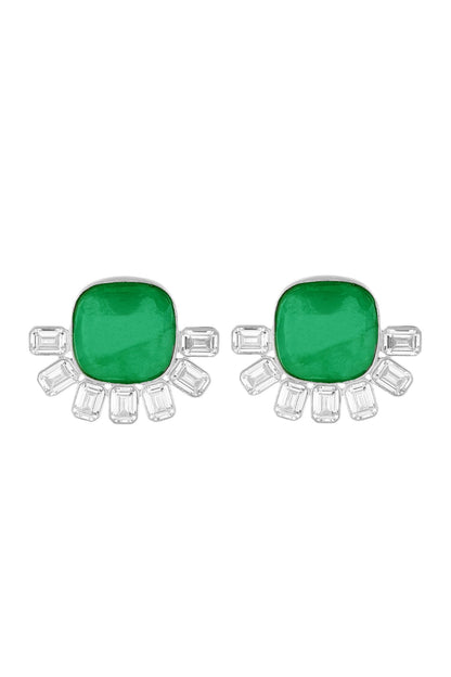 Double Emerald Stud Earrings 