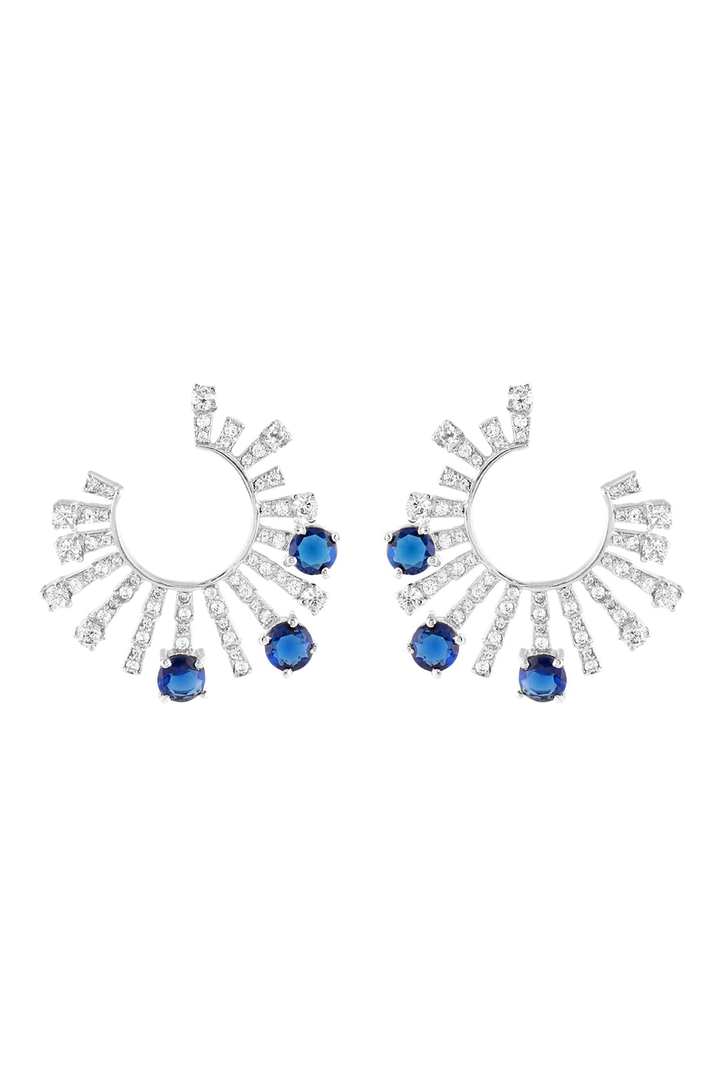 Blue Stone Embellished Stud Earrings 