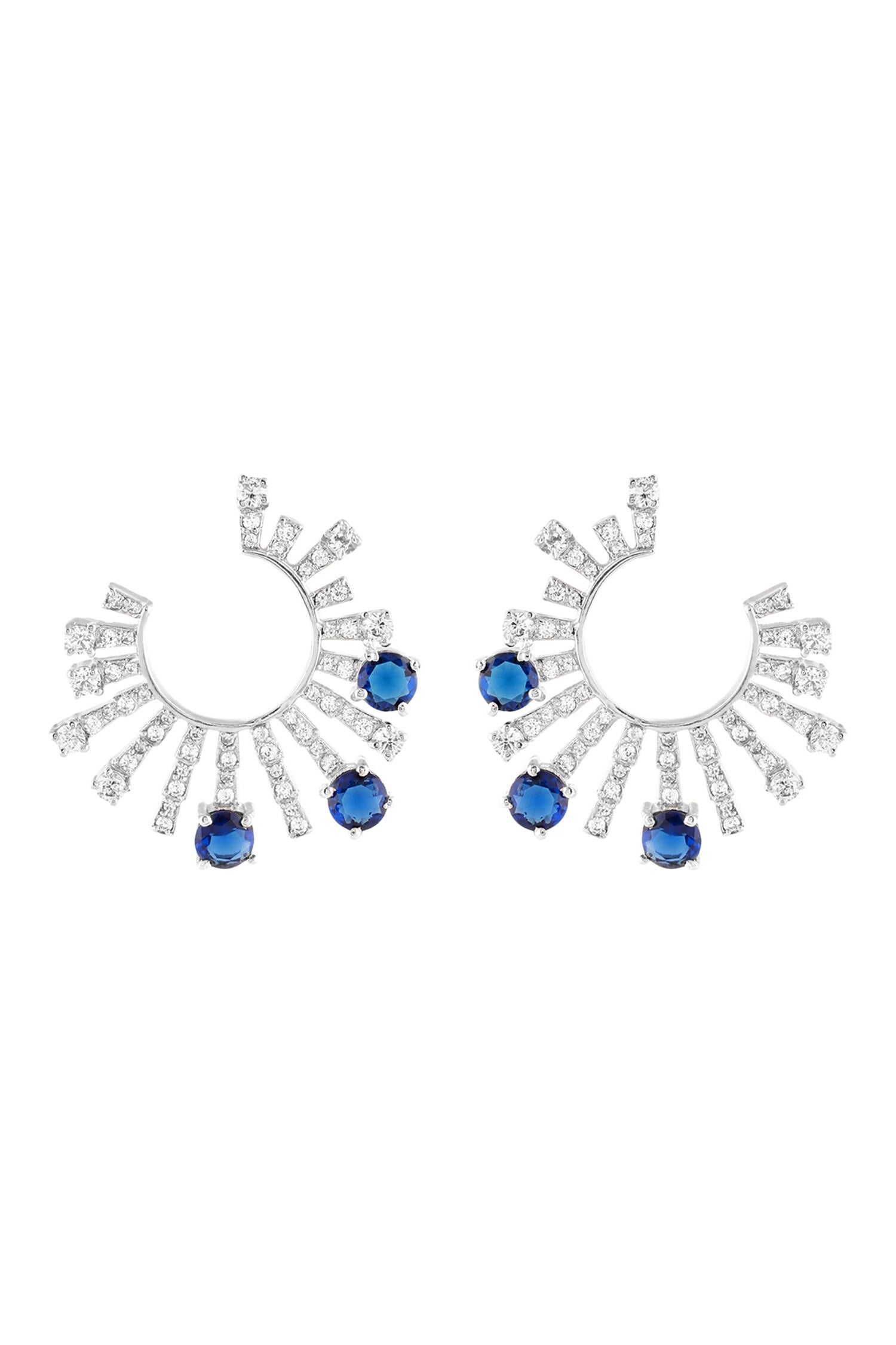 Blue Stone Embellished Stud Earrings 