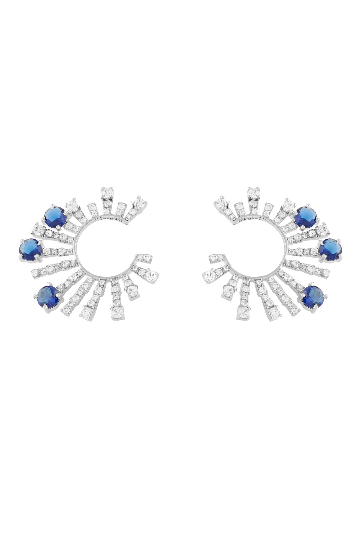 Blue Stone Embellished Stud Earrings 
