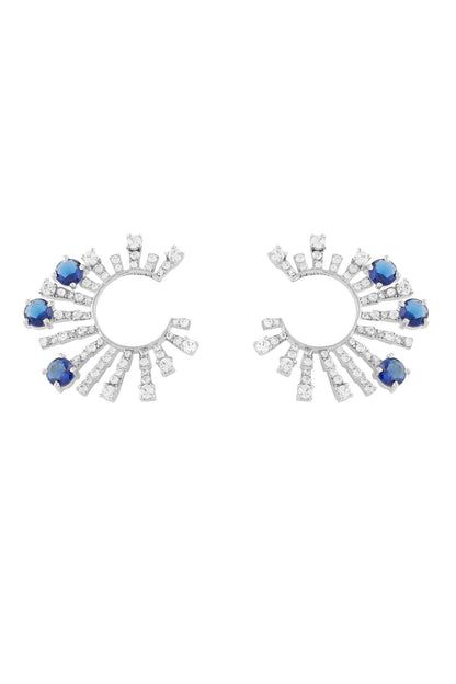 Blue Stone Embellished Stud Earrings 