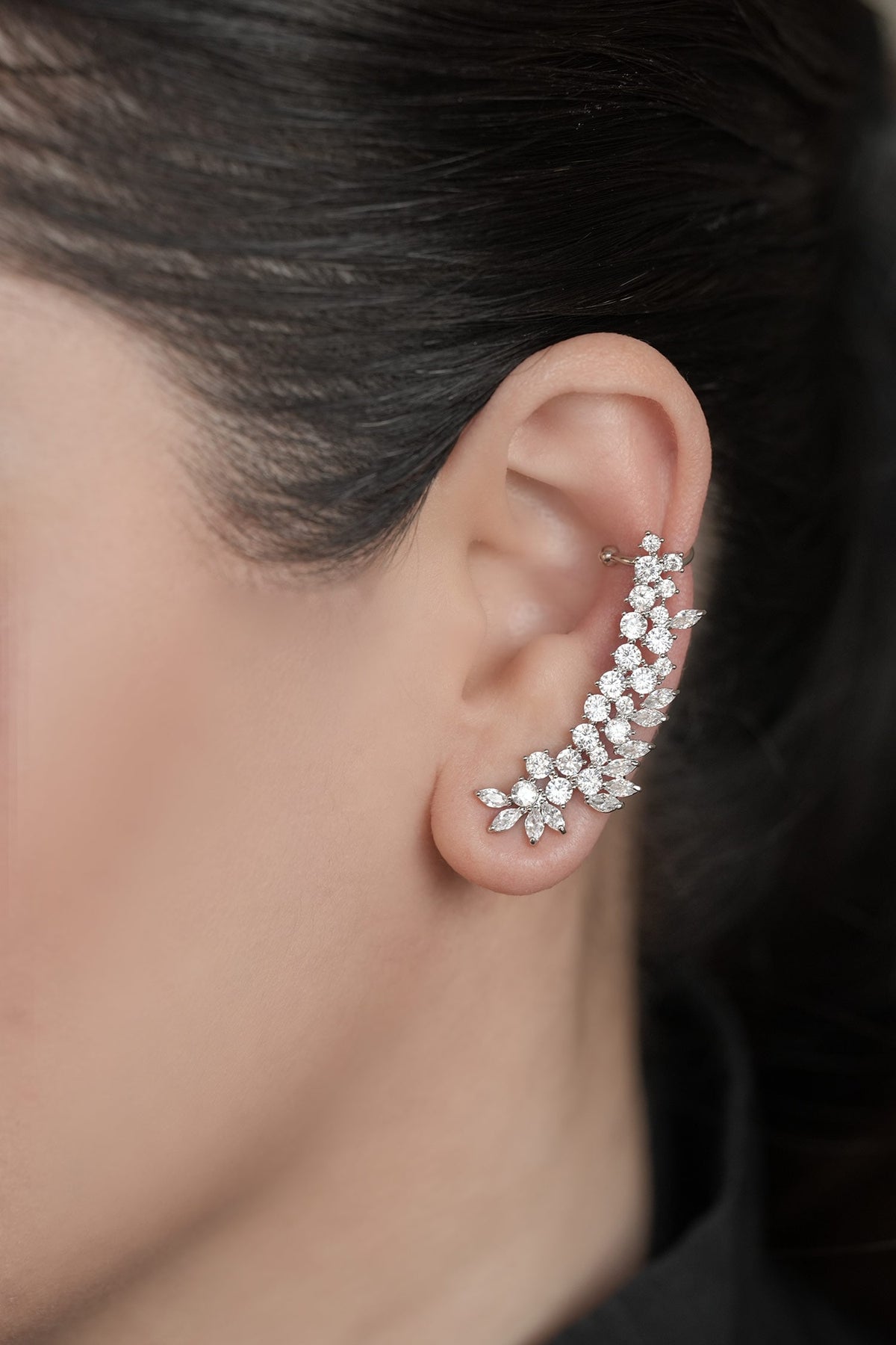 Cubic Zirconia Embellished Ear Cuff 