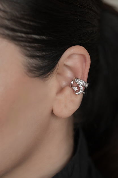 Cubic Zirconia Embellished Ear Cuff 