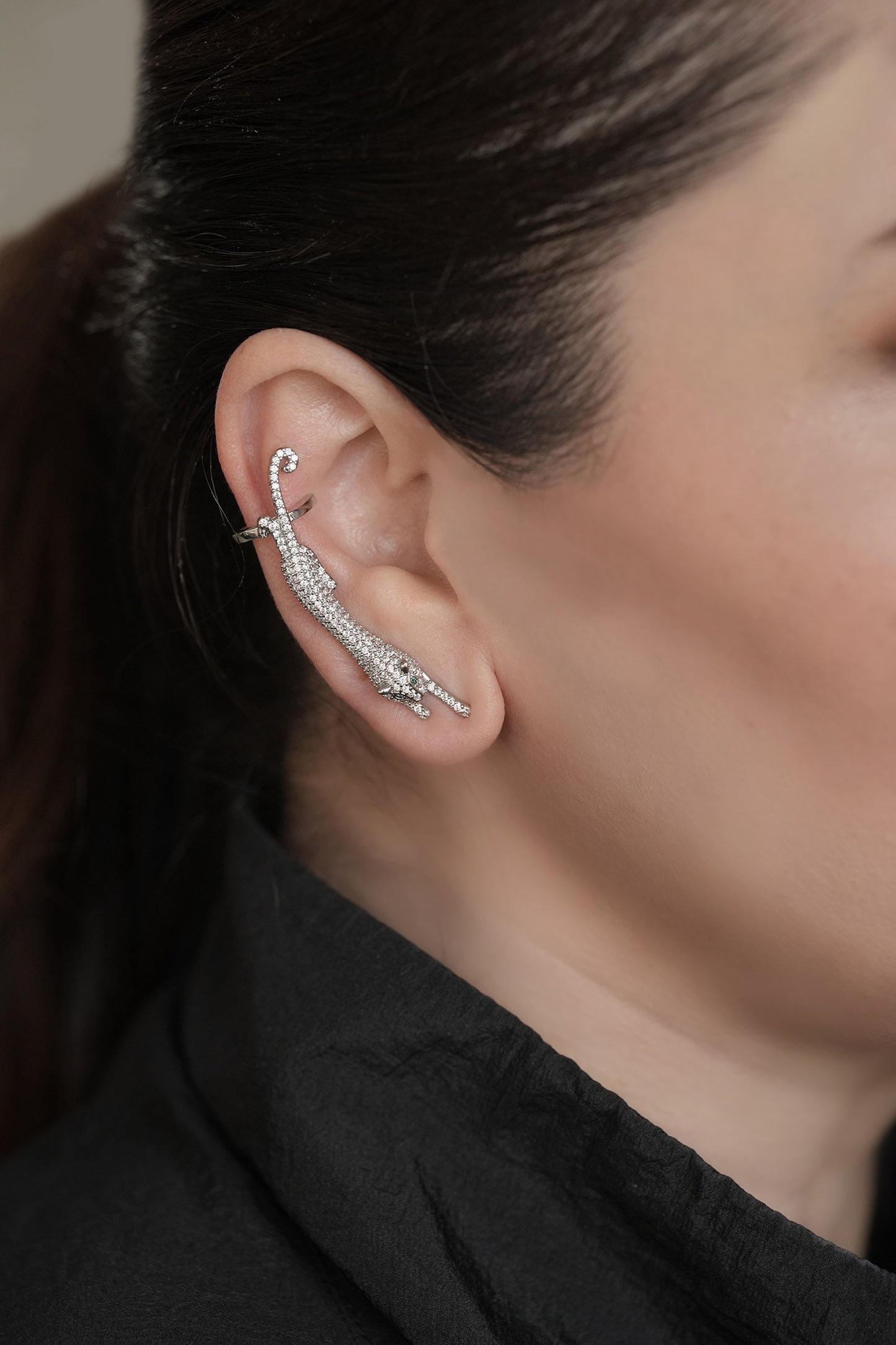 Cubic Zirconia Panther Ear Cuff 