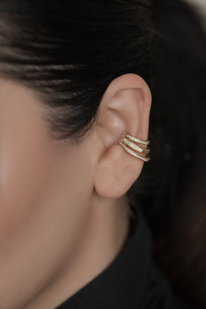 Cubic Zirconia Triple Band Ear Cuff 