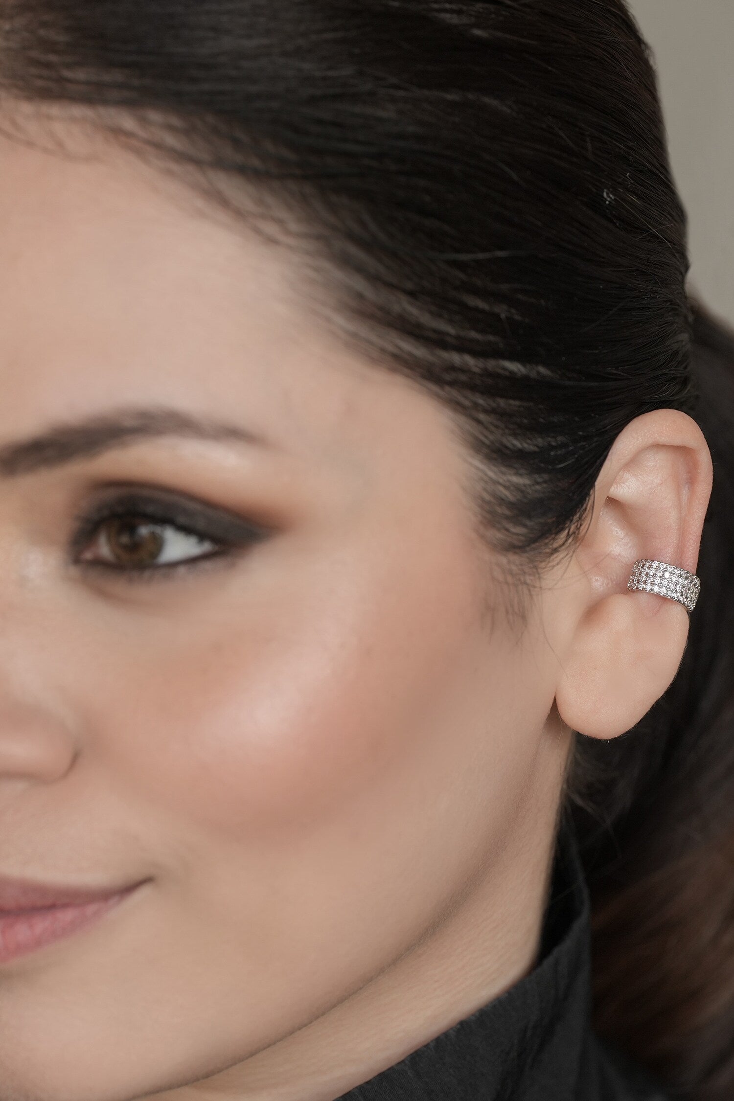 Cubic Zirconia Embellished Ear Cuff 