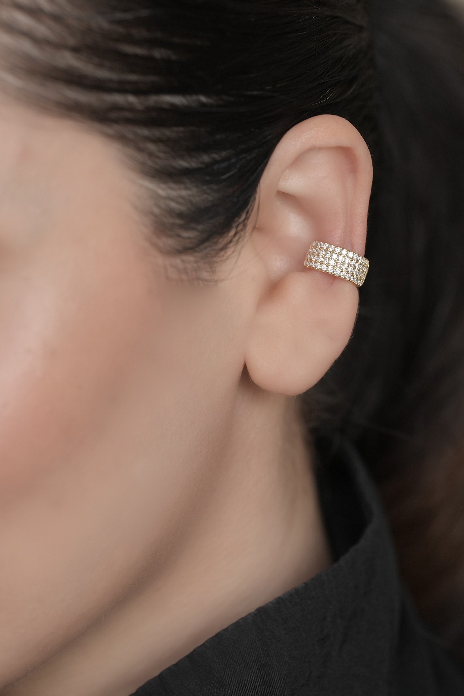 Cubic Zirconia Embellished Ear Cuff 
