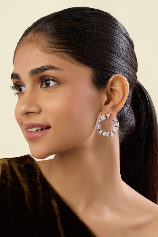 Opaline Crystal Embellished Hoops 