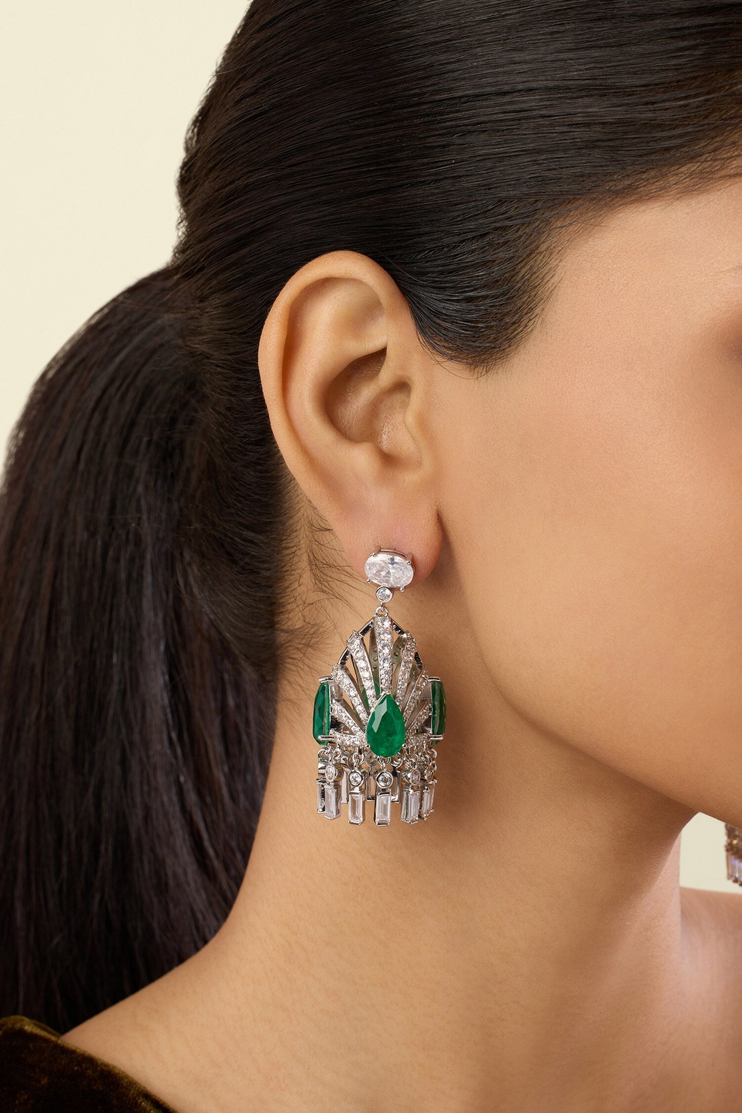 Atelier Crystal Studded Danglers 