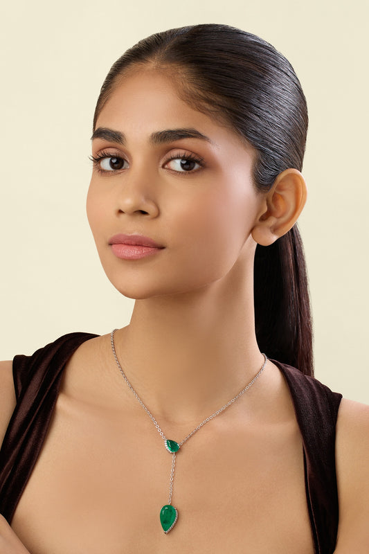 Lillian Emerald Y Necklace 