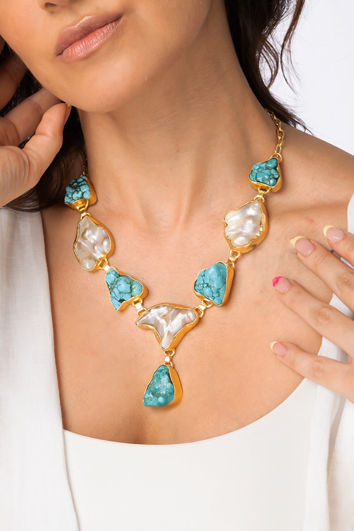 Raw Stone Statement Necklace 