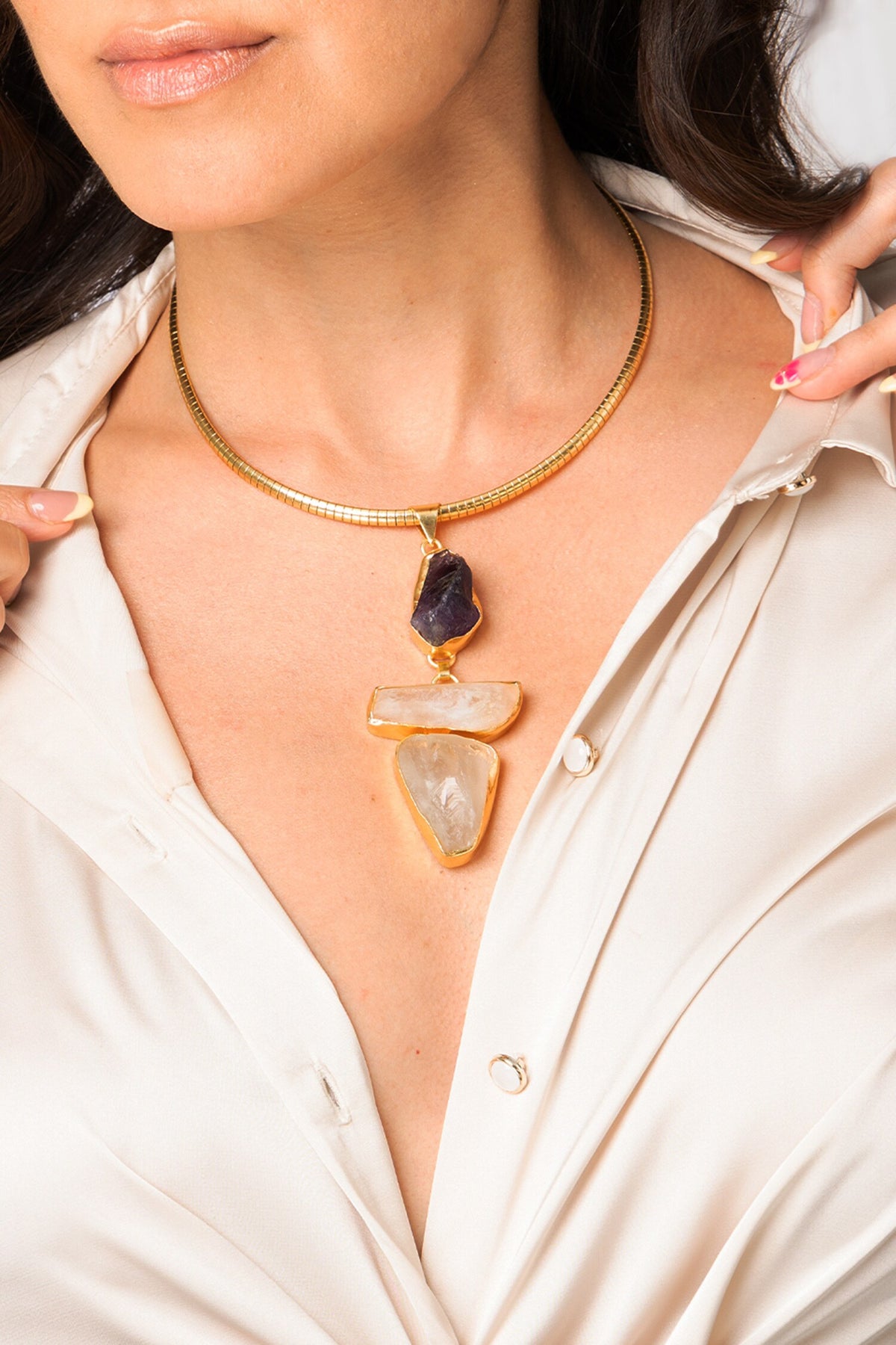 Modern Raw Stone Necklace 