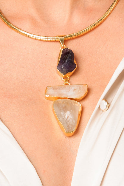 Modern Raw Stone Necklace 