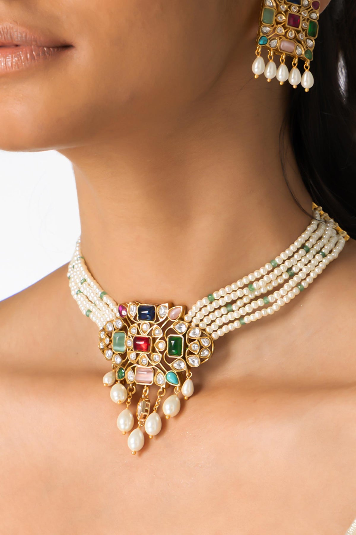 Ornate Multi-Stone Necklace Set 